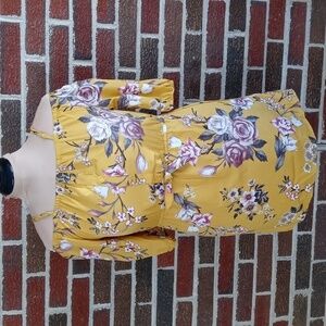 Blush mini dress size 12 floral and gold